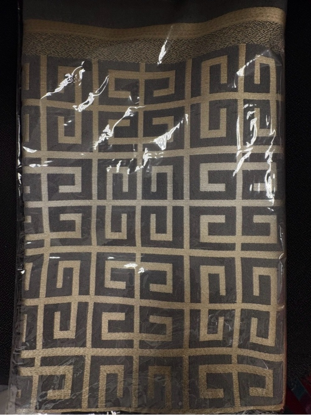 FendiInspired Geometric Pattern Pahmina - Black & Tan